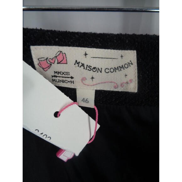Maison Common Black Textured Wool Blend Skirt Size 46 / 16 US New - Picture 6 of 8